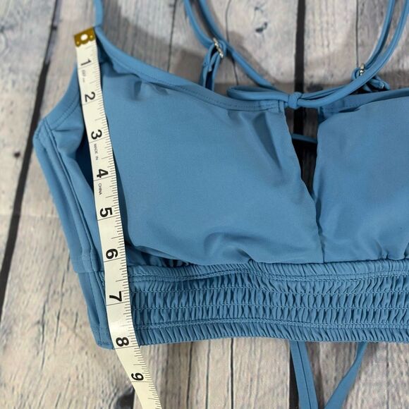 NWT Blue Xhilaration Vacation Beach Coastal Classic Minimalist Bikini Swimsuit L - Picture 8 of 16
